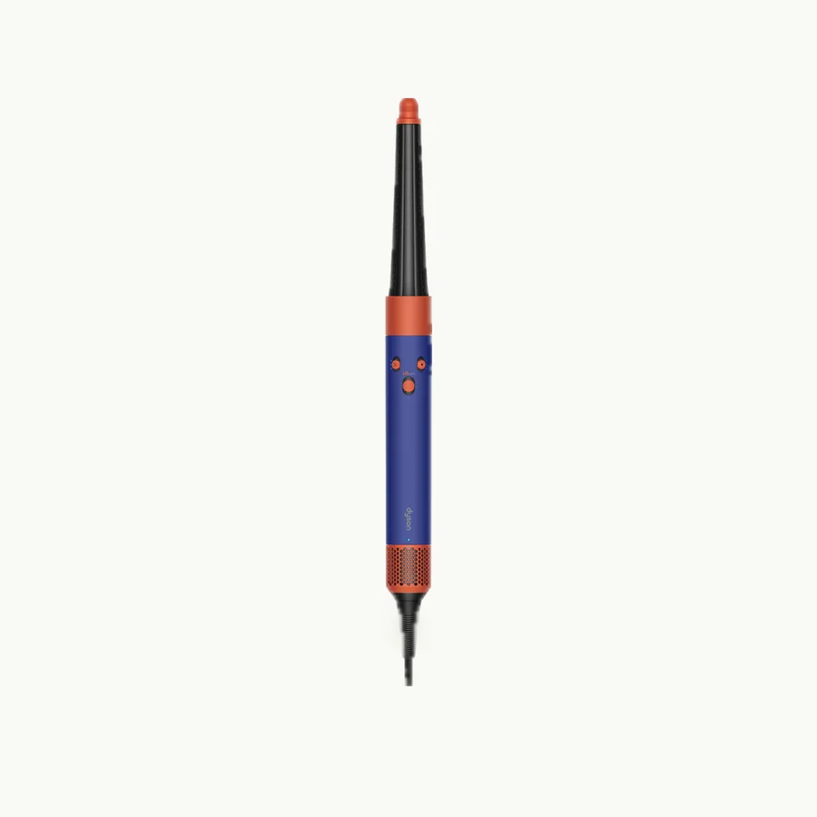 Airwrap i.d. Multi-Styler: Vinca Blue and Topaz Airwrap i.d. wand with its conical barrel attached, front view