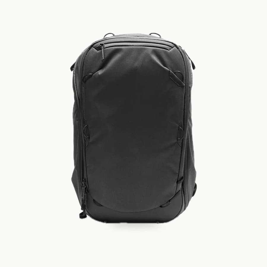 Travel Backpack 45L: Black Travel Backpack 45L, front view