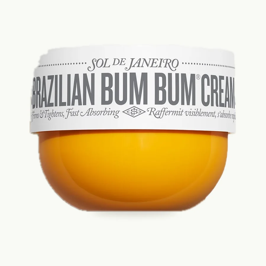 Brazilian Bum Bum Cream: Yellow Brazilian Bum Bum Cream jar seen from above