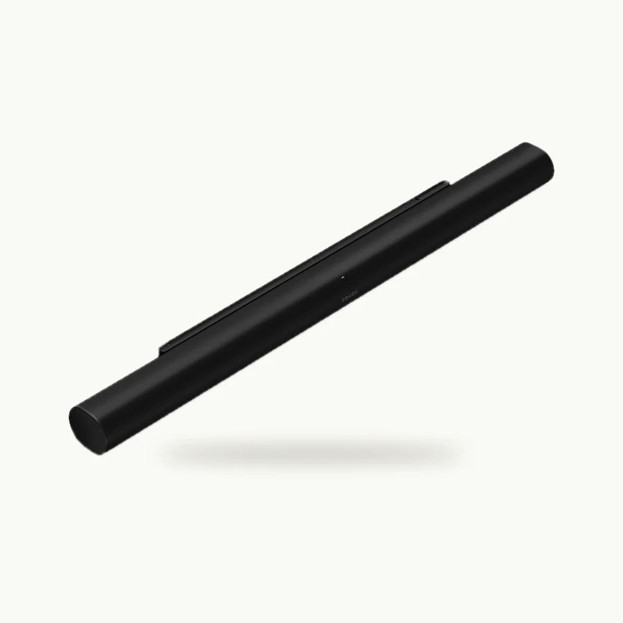 Arc Ultra Soundbar: Black Arc Ultra soundbar seen at an angle from above