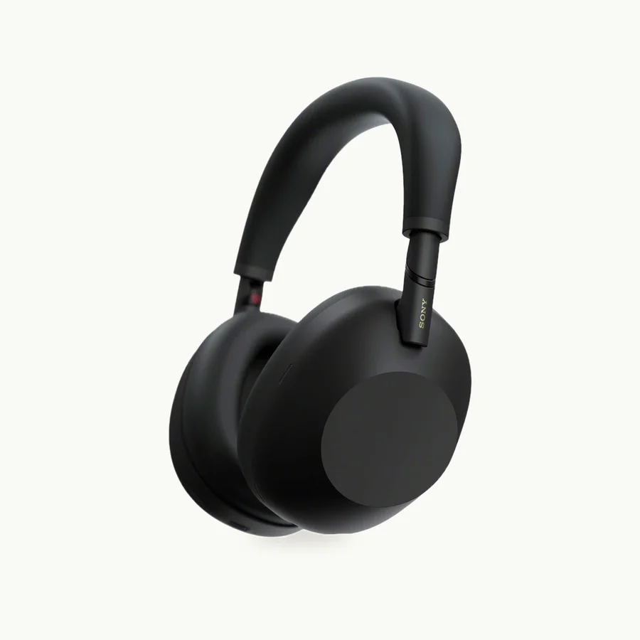 WH-1000XM6 Noise Cancelling Headphones: Matte black Sony WH-1000XM6 headphones shown whole at a three-quarter angle